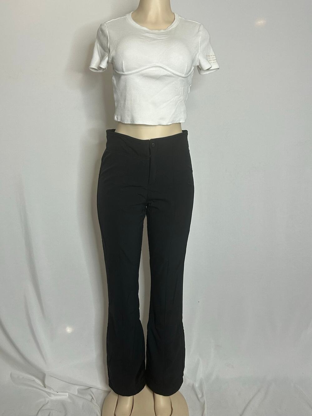 AFRC Schoeller WB-400 Womens Black Stretch Ski Pants Long High Rise Zip Hem